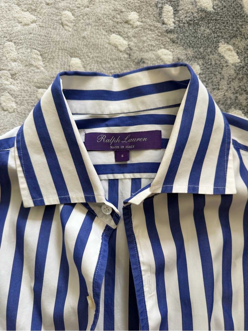 Ralph Lauren Blue and White Vertical Stripe Dress Shirt